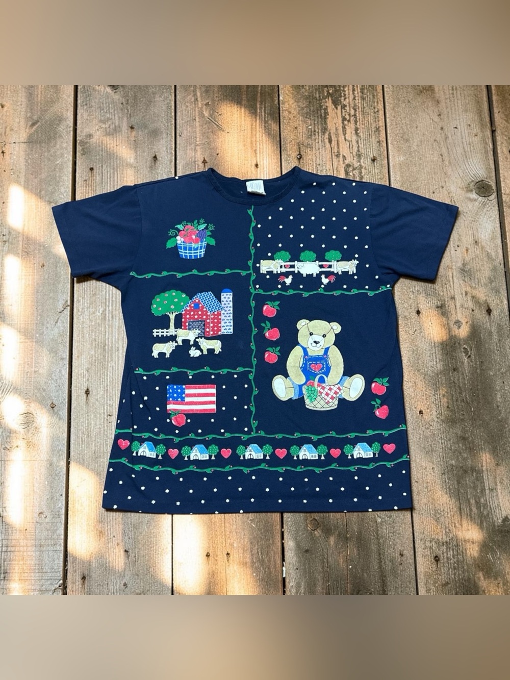Vintage 90s Spumoni Bear Farm Graphic Print T-Shirt Women Small